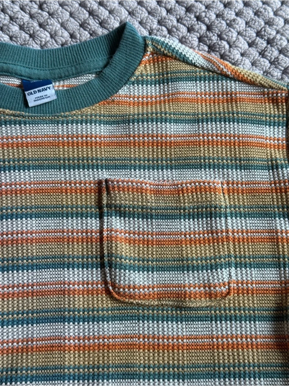 Old Navy Boy Striped Pocket Tee in Teal and Multi-Color Shirt 4T